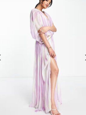 NWT ASOS DESIGN blouson maxi dress with chain strapping detail, size 10